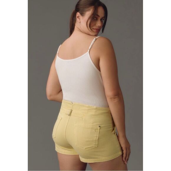 NEW Anthropologie Pilcro Kit Regenerative Cinch Yellow Cotton Shorts Plus 22W - Picture 2 of 3